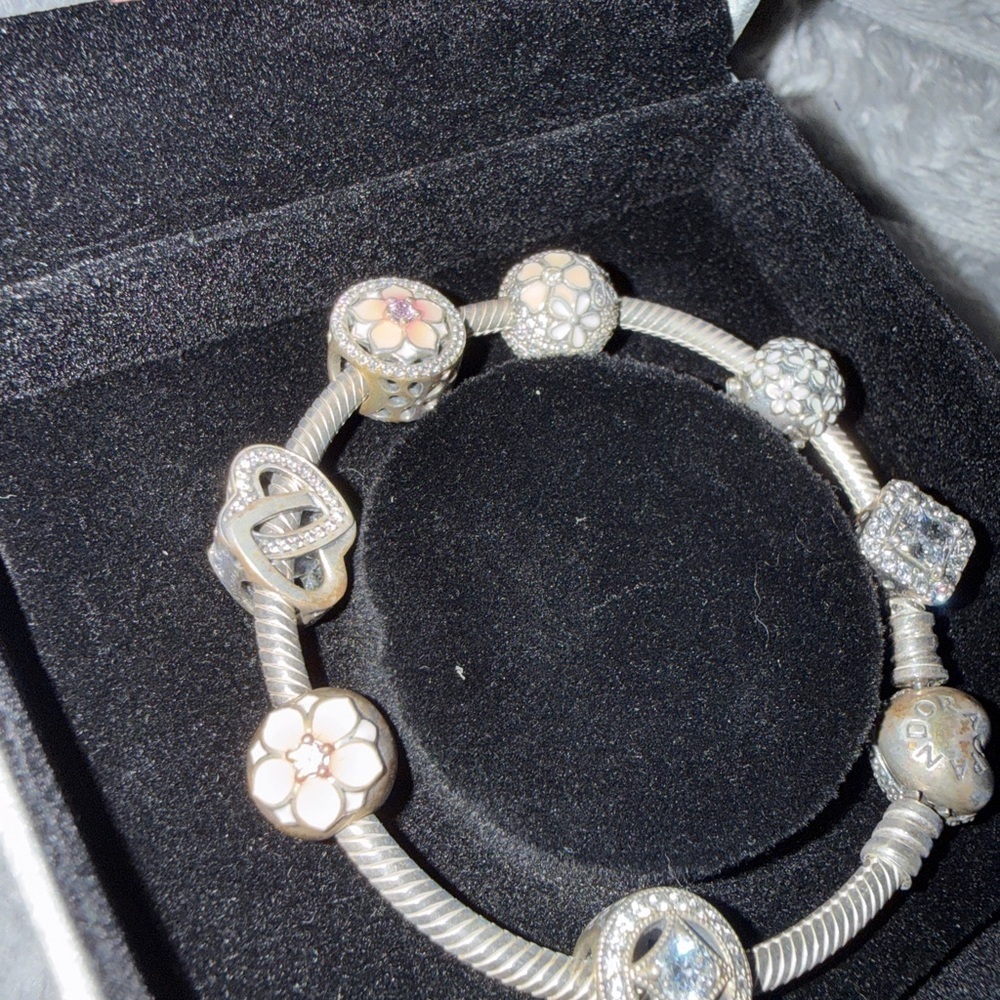 Pandora Silver Bracelet with Pink and Silver Charms Limited Edition - Picture 5 of 14